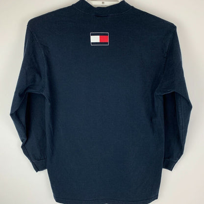 Tommy Hilfiger 复古 T 恤 中号 90 年代长袖 拼出美国风 男式 蓝色