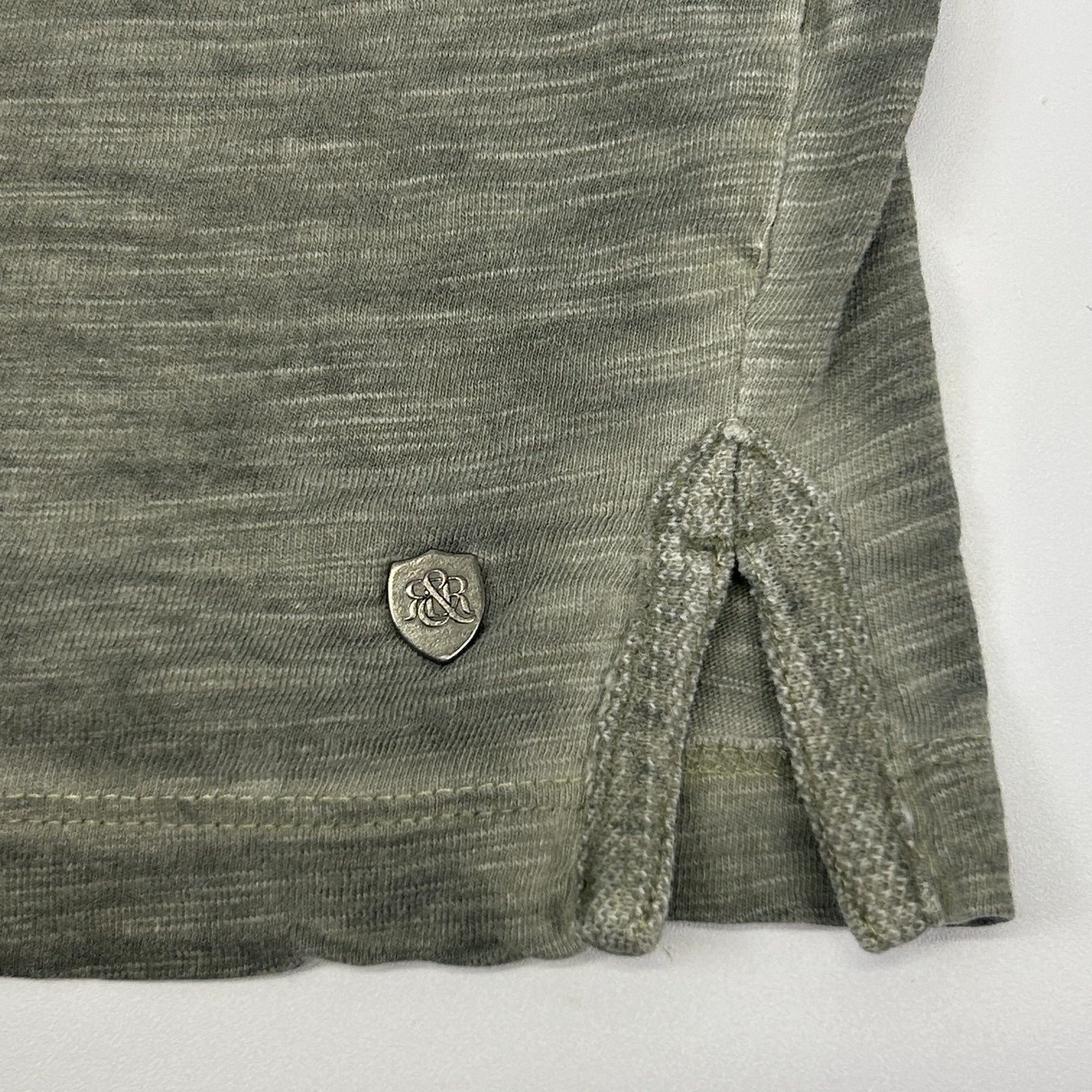 Rock & Republic Polo Shirt Distressed Look Short Sleeve Green L Large