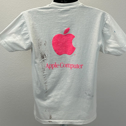 Vintage Scrub Shirt Scramble T Shirt Mens M Medium White Apple Computer Peoria