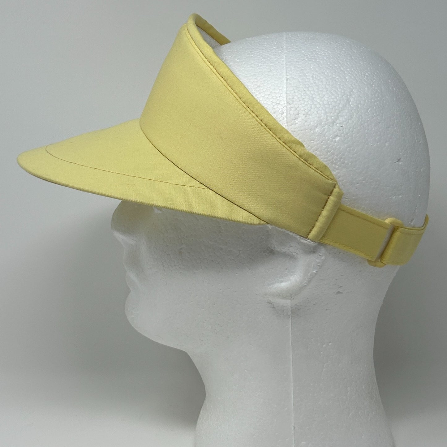 Vintage Blank Solid Visor Hat Cap Yellow 80s Strapback Golf Golfer Golfing