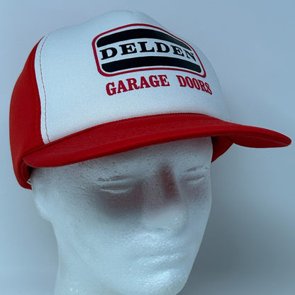 Vintage 80s Delden Garage Doors Hat Baseball Cap Logo Full Foam Snapback Red
