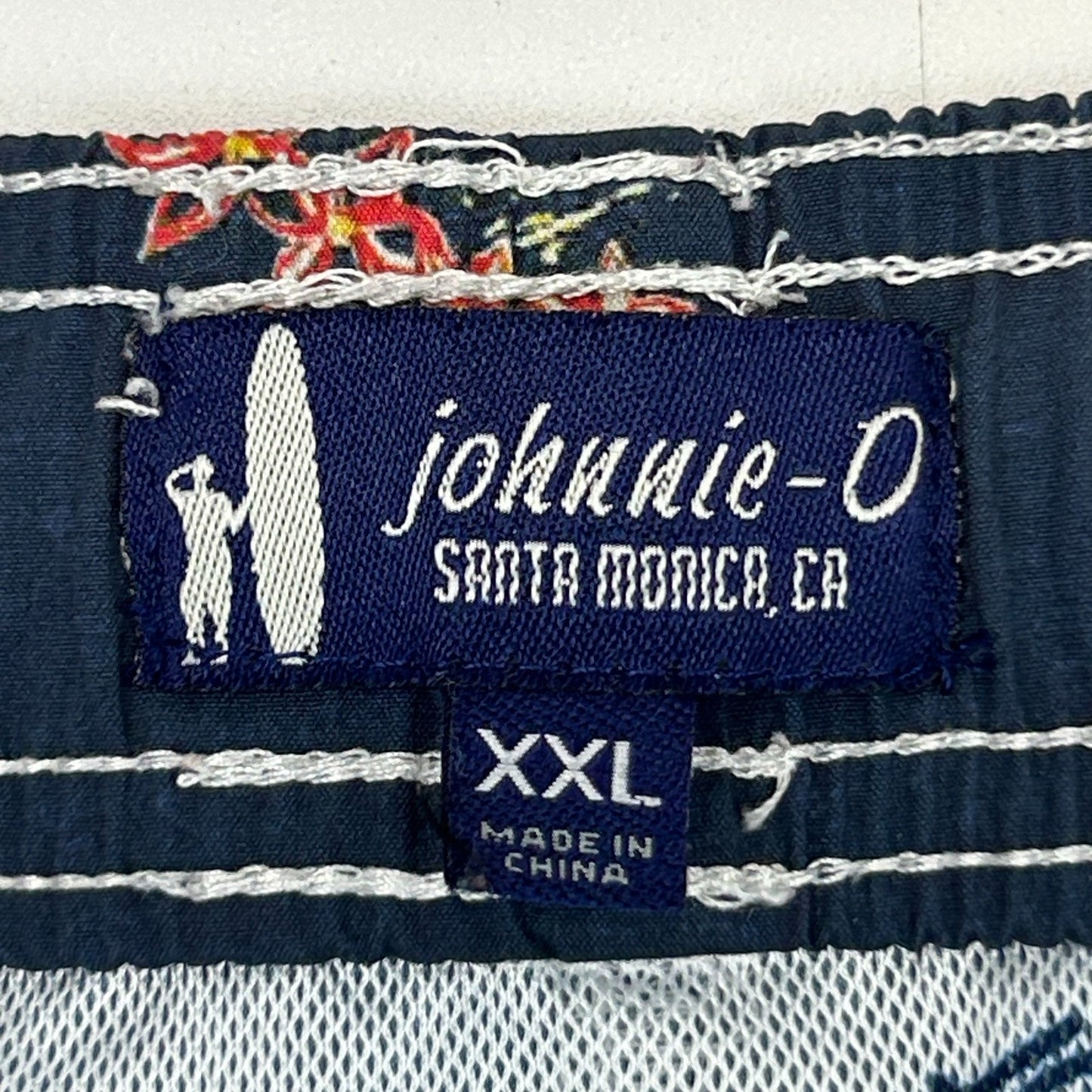 Johnnie O Waikiki Swim Shorts Trunks Hawaiian Hula Surfer Surfing Blue 2XL XXL