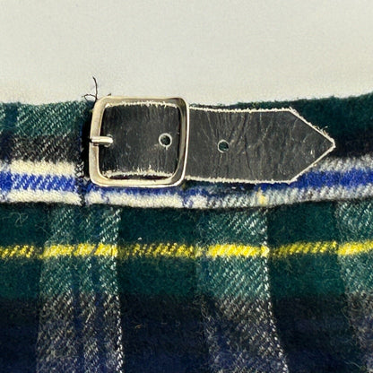 James Johnston Scotland Womens Kilt X-Small Green Blue Plaid Tartan Skirt Wool