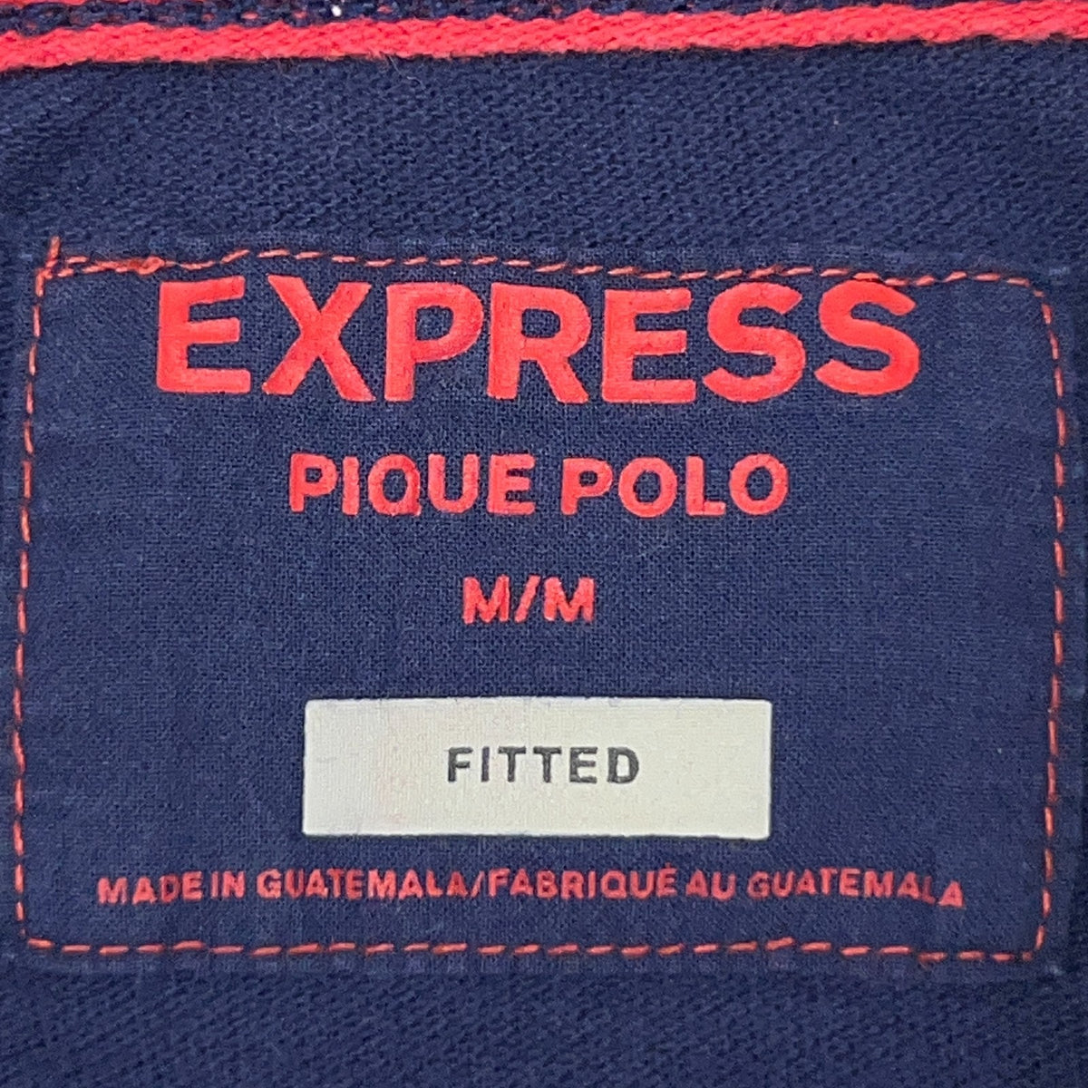 Express Fitted Pique Polo Shirt Mens S Small Navy Blue Short Sleeve Logo Cotton