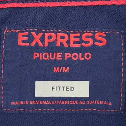 Express Fitted Pique Polo Shirt Mens S Small Navy Blue Short Sleeve Logo Cotton