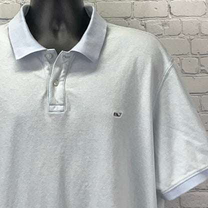 Vineyard Vines Polo Shirt Mens XXL 2XL Blue Short Sleeve Pique Knit Whale Logo