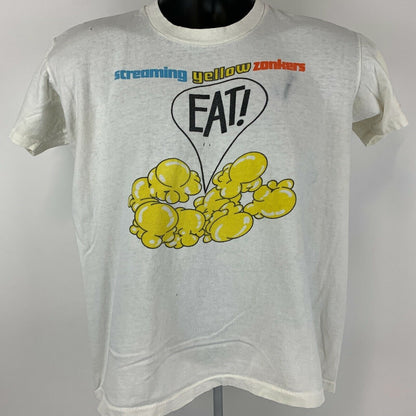 Distressed Screaming Yellow Zonkers Vintage 70s T Shirt Medium Snack Mens White