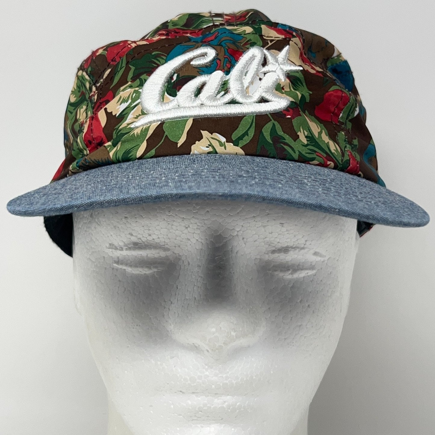 Cali Camp Hat Baseball Cap California Floral Lightweight 5 Panel Strapback Blue