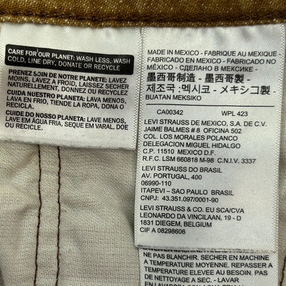 Levis 501 金色纽扣飞牛仔裤 33x29 白橡木锥形牛仔布红色标签男式黄色