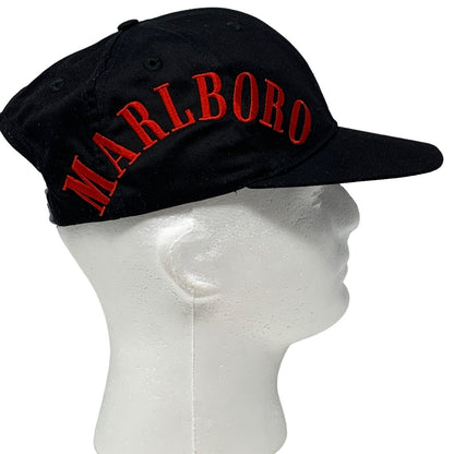 Marlboro Cigarettes Vintage 90s Snapback Hat Black Spellout Cowboy Baseball Cap
