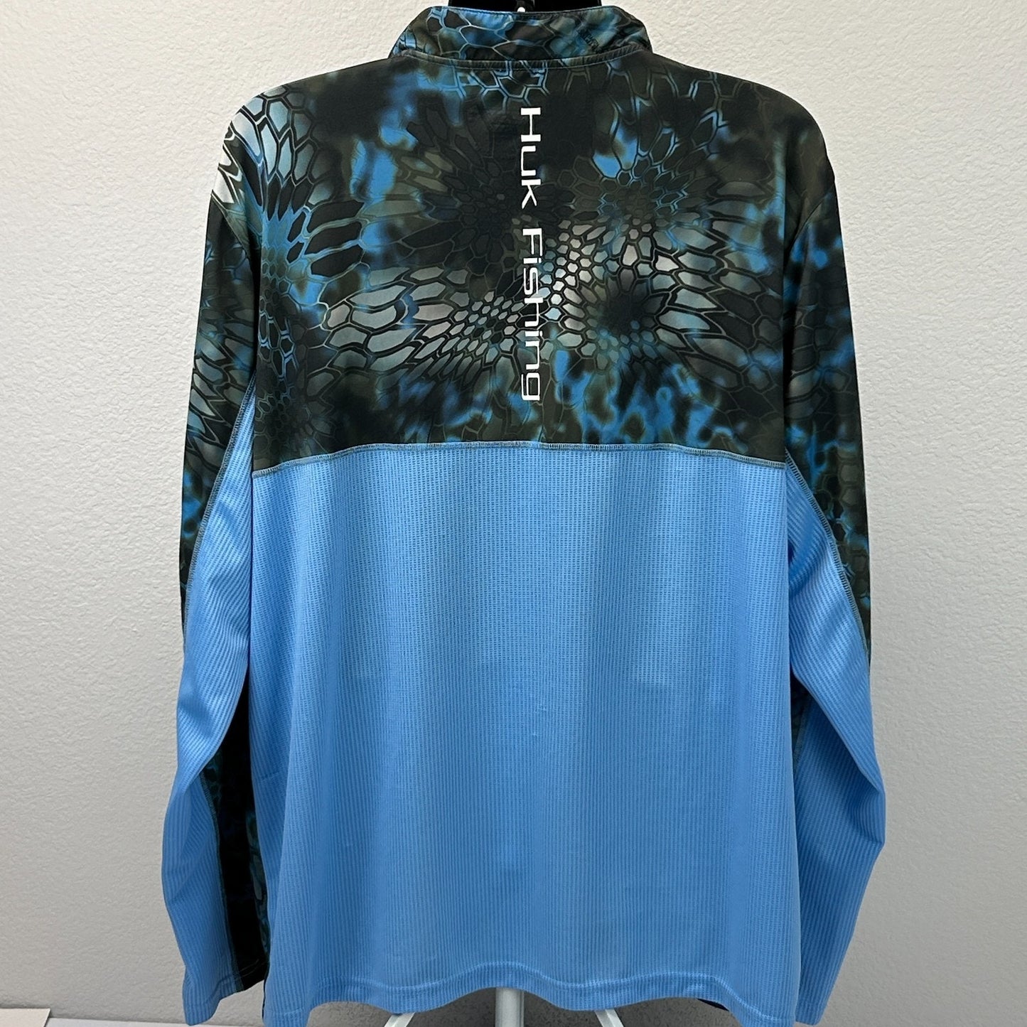 HUK Performance Fishing 1/4 Quarter Zip Shirt Kryptek Neptune Blue Mens 3XL XXXL