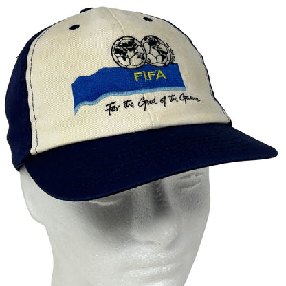 FIFA For the Good of the Game Vintage 90s Hat Soccer Futbol Blue Baseball Cap