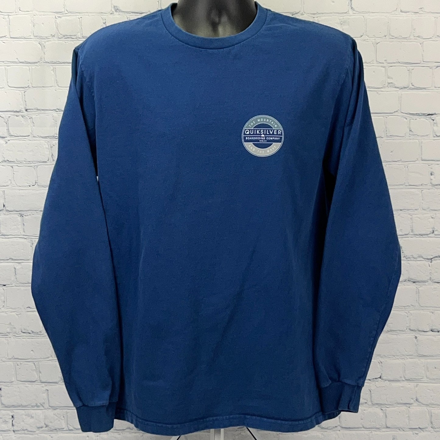 Quiksilver Long Sleeve T Shirt Blue Mountain Wave Logo L Large Regular Fit