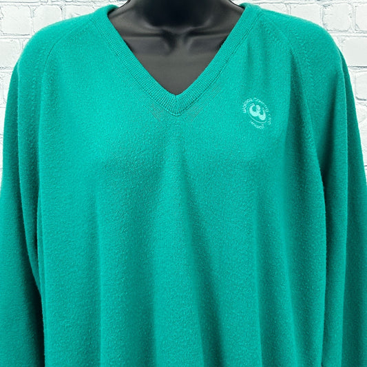 Vintage 70s Waialae Country Club Sweater Golfing USA V Neck Green Womens L Large