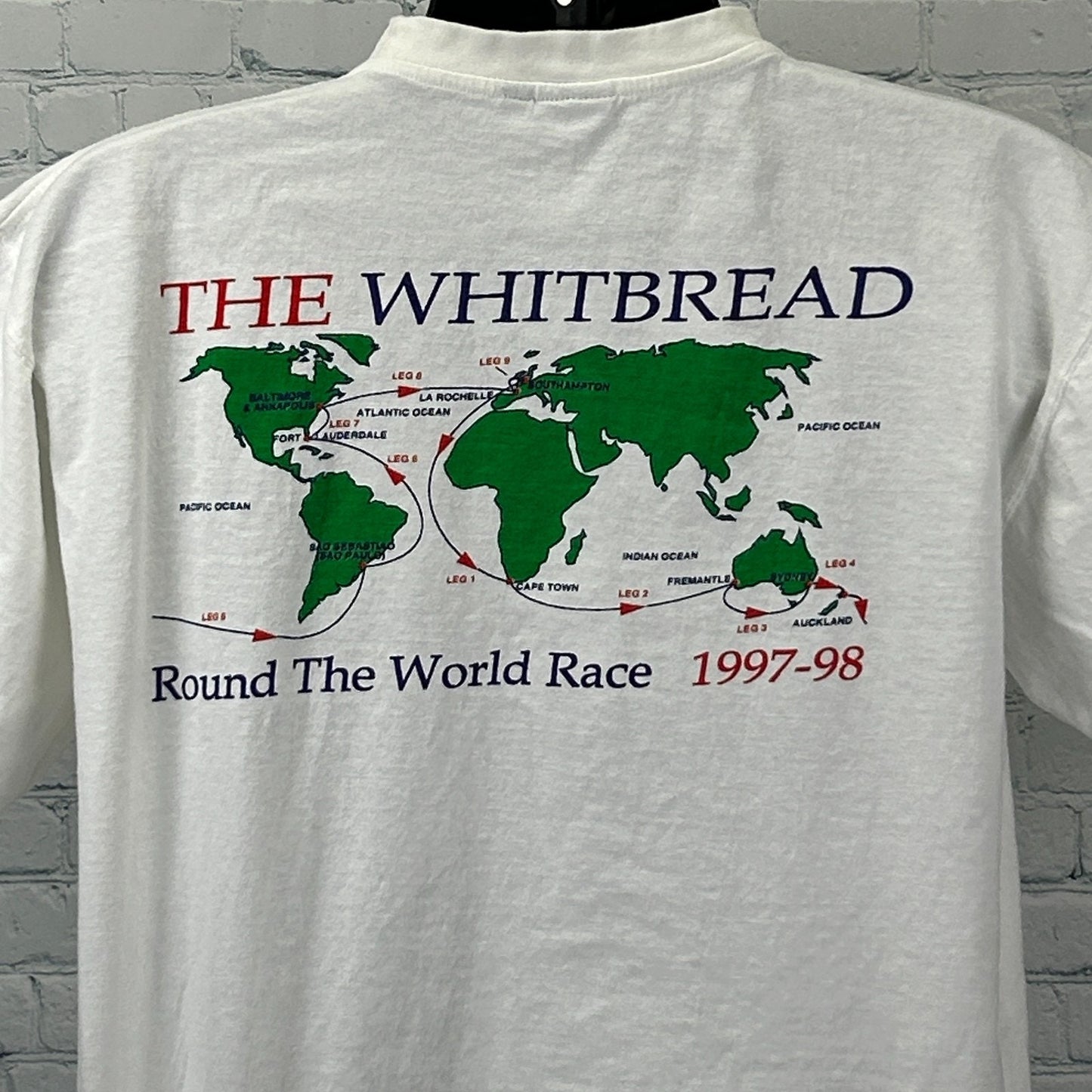 Vintage 90s The Whitebread Race T Shirt Ocean Yacht 1997-98 White Mens L Large