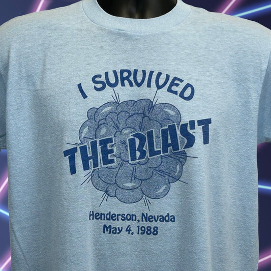 Vintage PEPCON Blast T Shirt Medium Henderson Las Vegas Explosion 80s Mens Blue