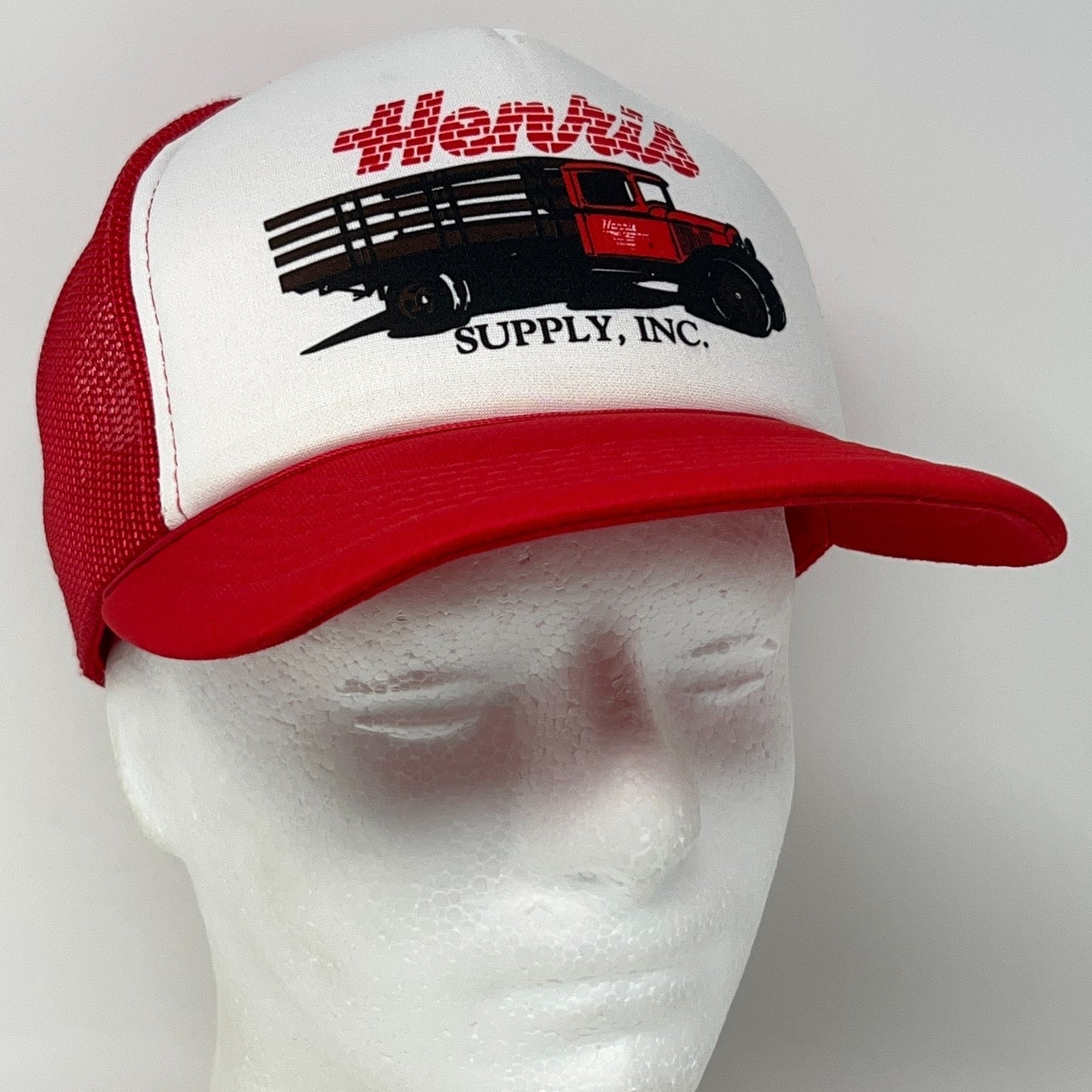 Vintage 80s Henris Supply Inc Trucker Hat Baseball Cap Petaluma Snapback Red