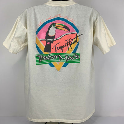 Trader Macs Tropic Heat Vintage 90s T Shirt X-Large Toucan Tropical Mens Beige