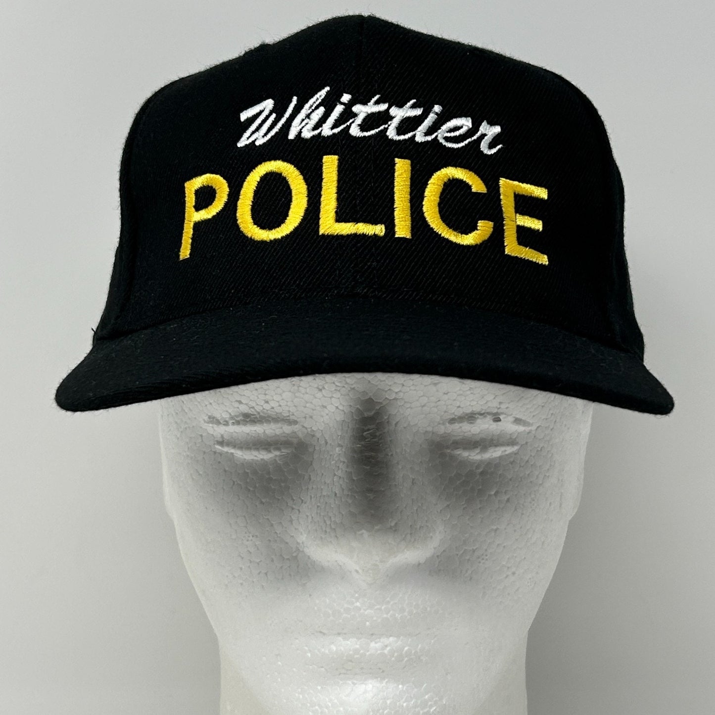 Vintage Whittier Police Hat Cap Black 90s California Policeman Officer Snapback
