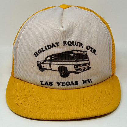 Gorra de béisbol de malla amarilla con diseño de camioneta pickup vintage de los años 80 y gorra de camionero Las Vegas Camper