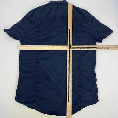 Armani Exchange Shirt Mens S Small Navy Blue Cotton Short Sleeve Button Front AX