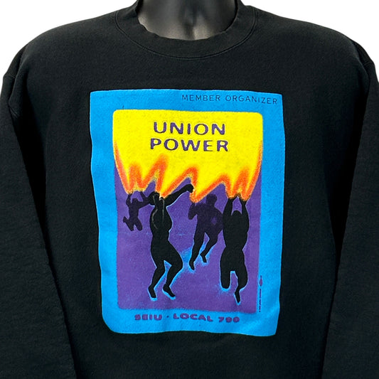 Vintage 90s SEIU Local 1000 DLC 790 Sweatshirt Trade Union USA Black XL X-Large