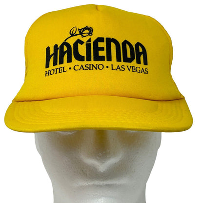 Hacienda Casino Vintage 90s Trucker Hat Las Vegas Yellow Snapback Baseball Cap