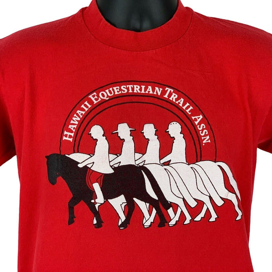 Hawaii Equestrian Trail Association Vintage 80s T Shirt Medium Horse Mens Red