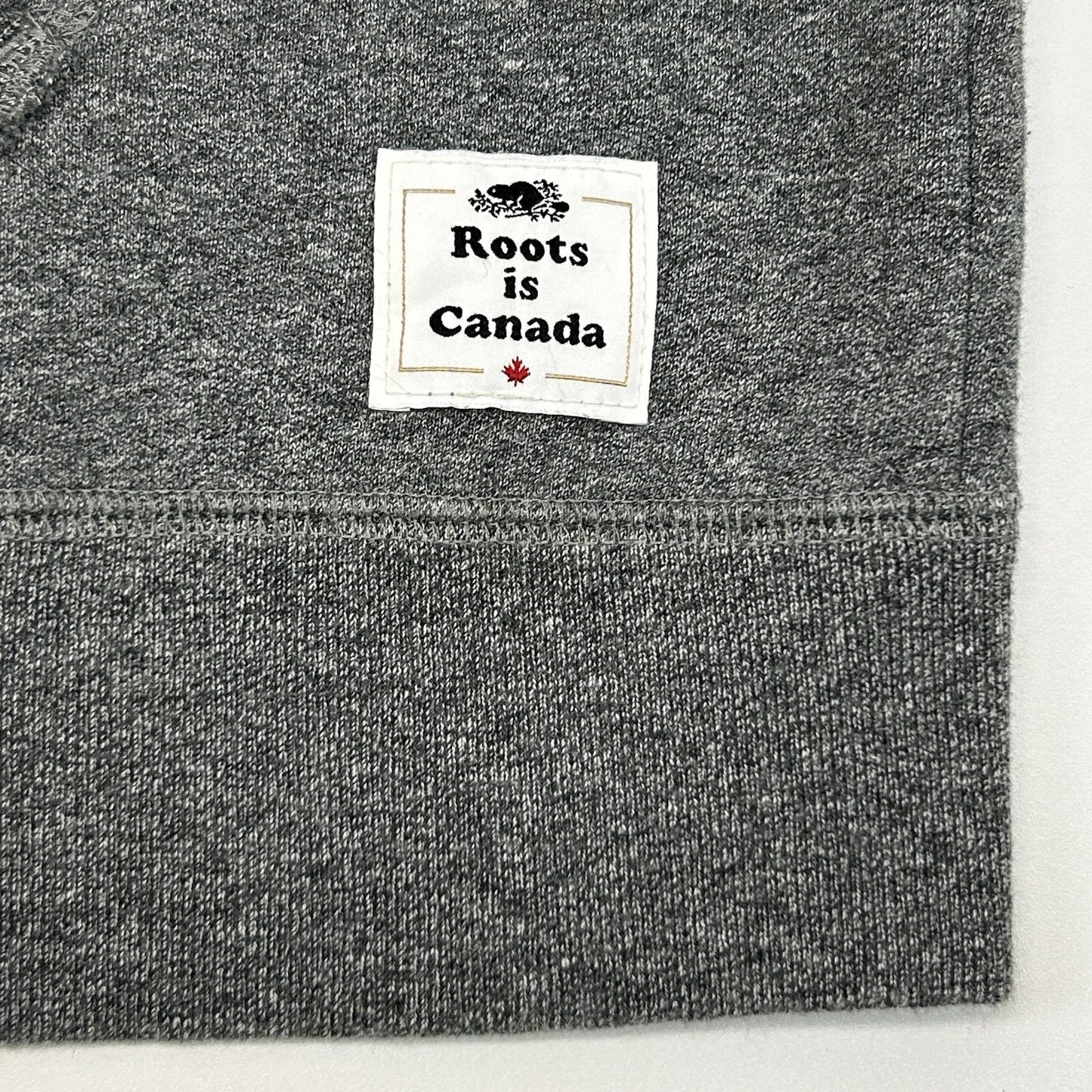 Roots is Canada Hoodie Hooded Sweatshirt Full Zip Maple Leaf Gray Mens L Large
