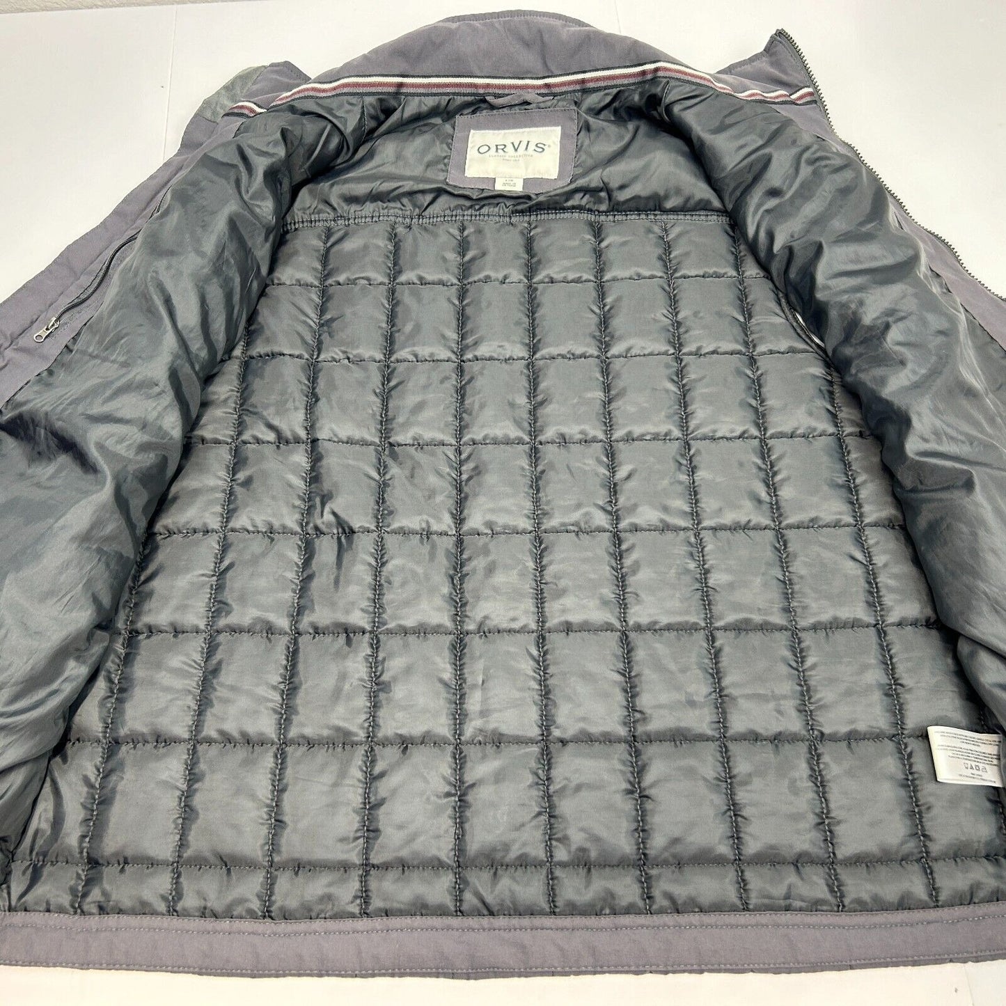 Orvis Quilted Vest Mens Large Full Zip Classic Fit Insulated Gray 1174138