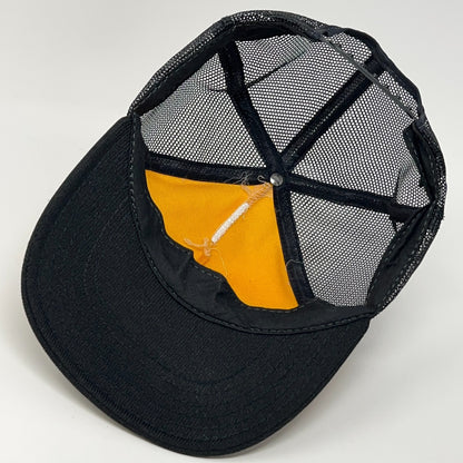 Vintage 80s Rocky Mountain Ready Mix Trucker Hat Baseball Cap Black Snapback USA