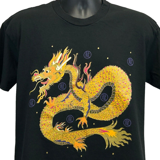 Chinese Dragon Vintage 90s T Shirt Large China Lunar New Years Zodiac Mens Black