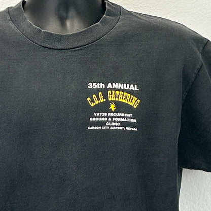 Vintage 90s COG T-28 Warbird Fly In T Shirt Carson City USAF Black Tee L Large