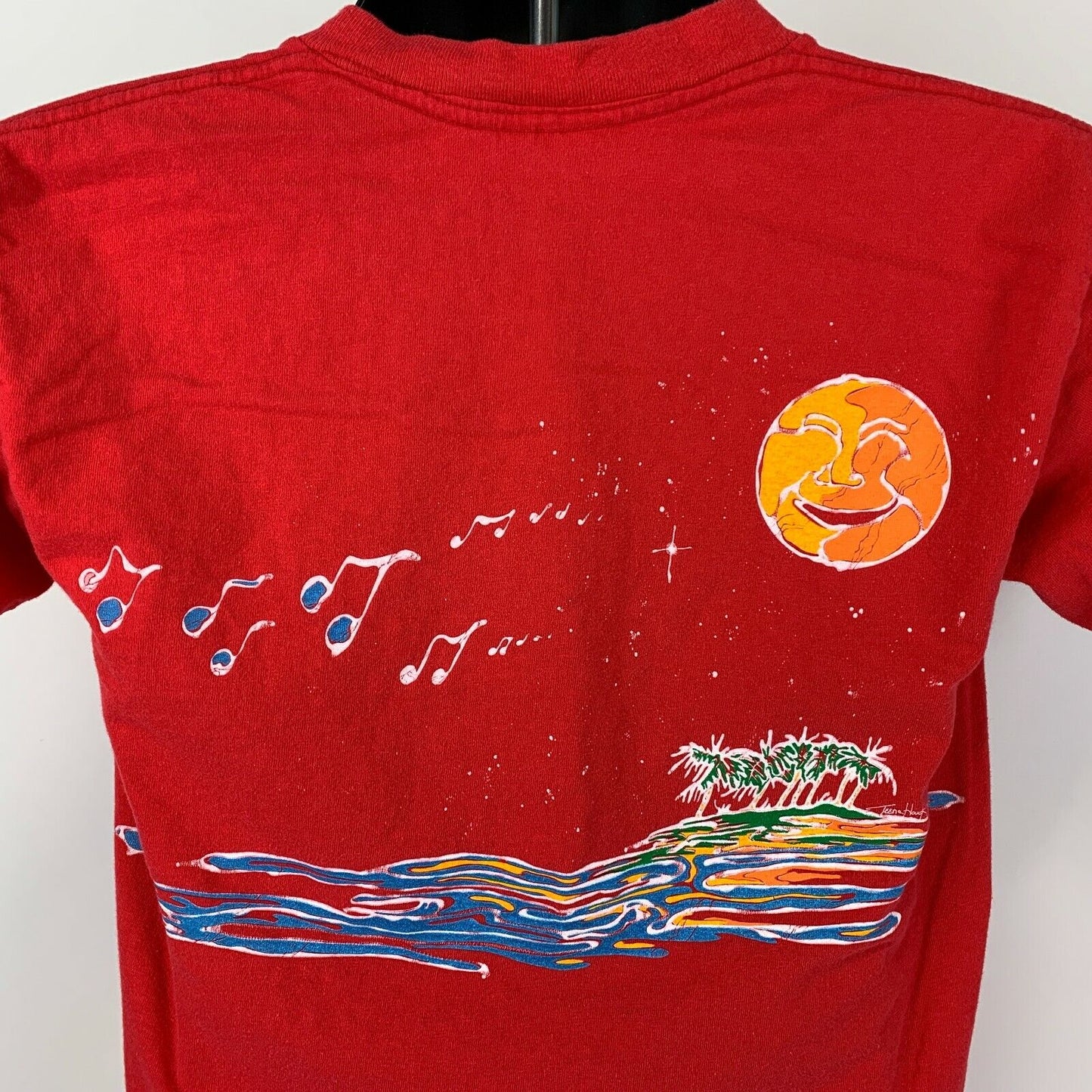 Afro-Caribbean Dolphin Rider Vintage 80s T Shirt Small Jimmy Buffett Mens Red