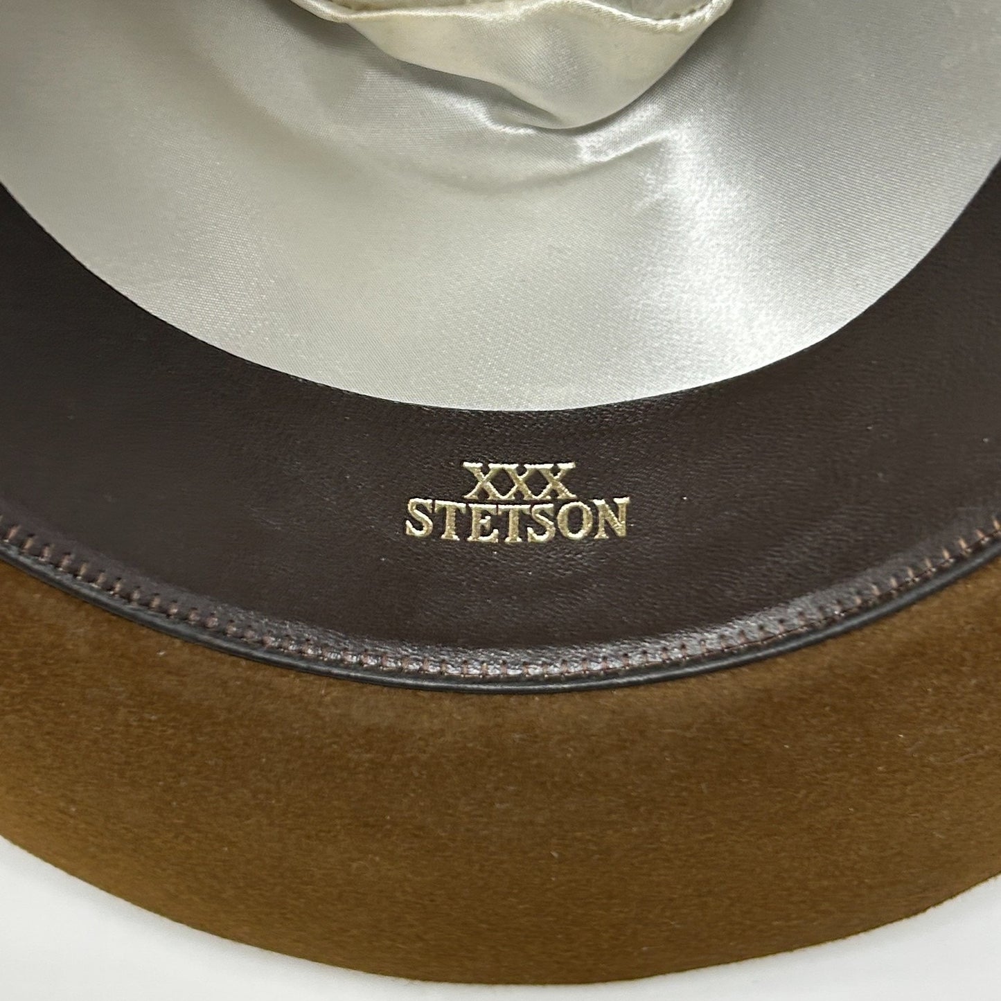 John B Stetson Company 3X XXX Beaver Cowboy Hat Western 3 Inch Brim Brown 6 7/8