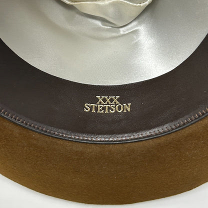 John B Stetson Company 3X XXX Beaver Cowboy Hat Western 3 Inch Brim Brown 6 7/8