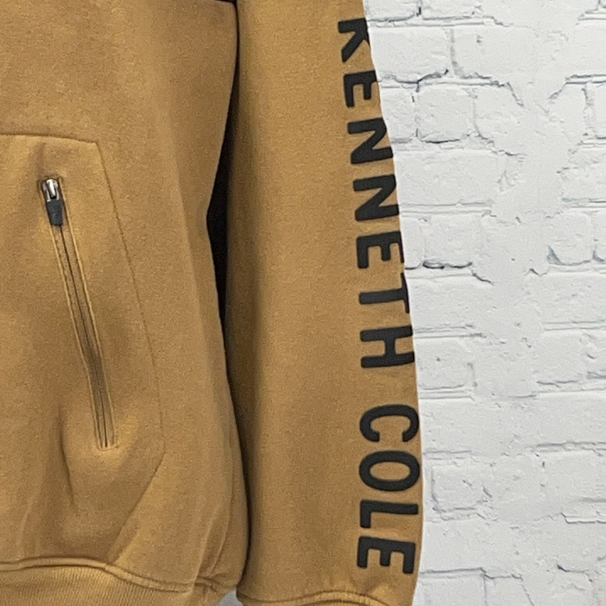 Kenneth Cole New York Mens 3X XXXL Hoodie Black Tan Colorblock Hooded Sweatshirt