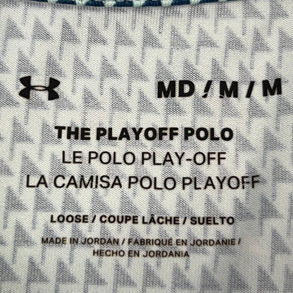 Under Armour Playoff 2.0 Golf Flags Polo Shirt M Medium Blue Green Loose Fit