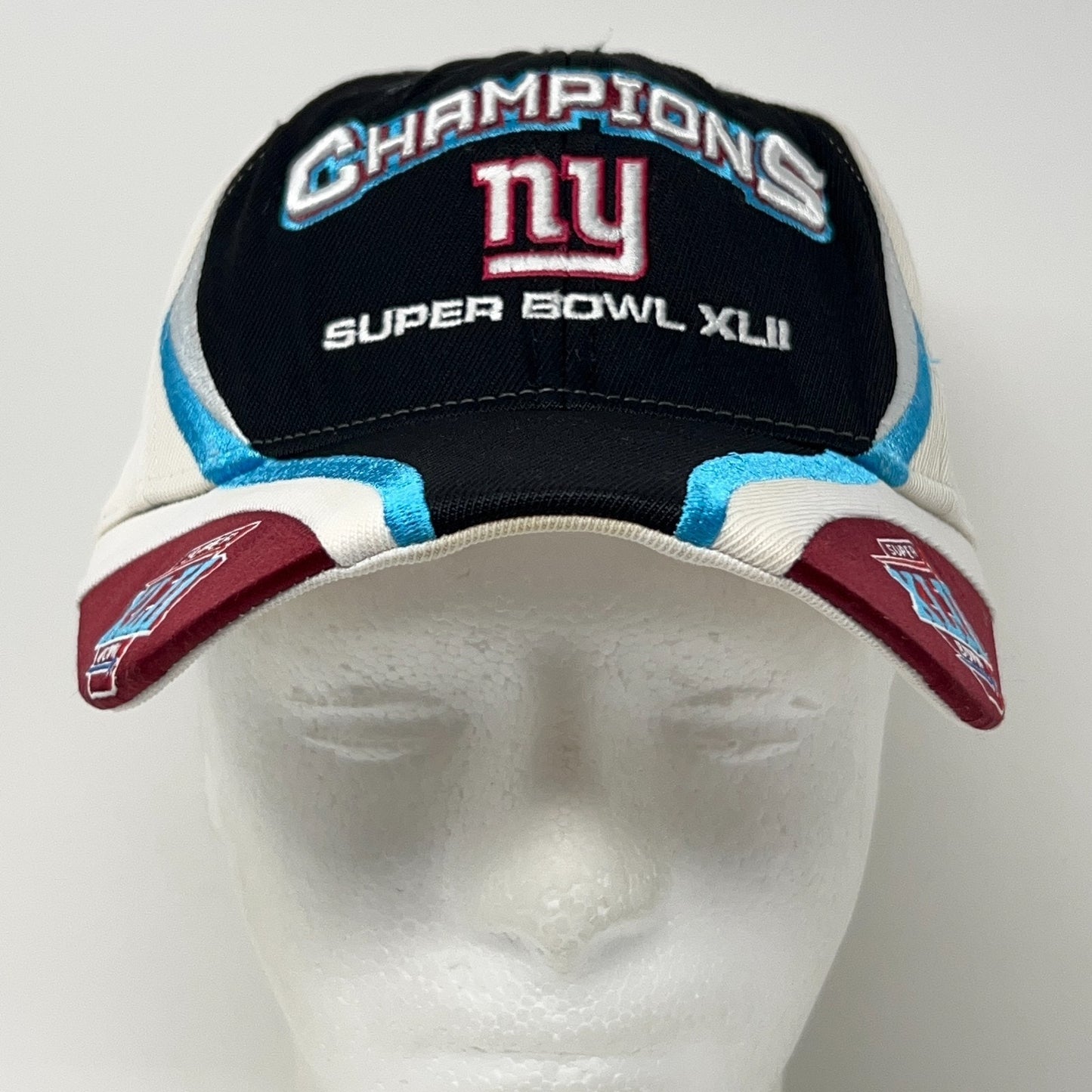 New York Giants Super Bowl XLII Hat Baseball Cap Reebok White Flex Fitted OSFA