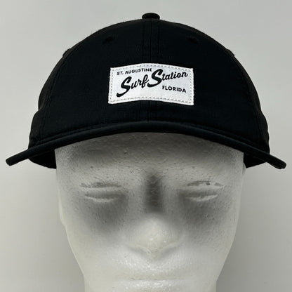Surf Station St Augustine Florida Hat Cap Surfer Surfing 6 Panel Strapback Black