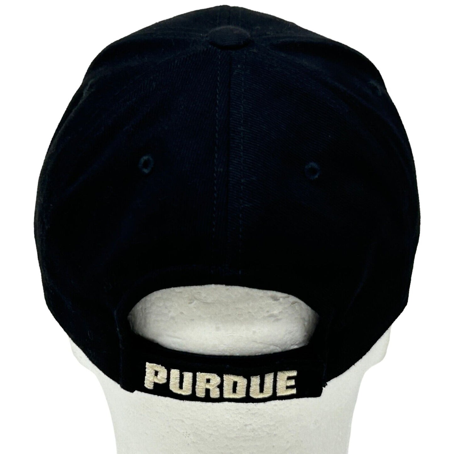 Gorra de béisbol de seis paneles con correa trasera negra de los Boilers de la Universidad de Purdue de la NCAA