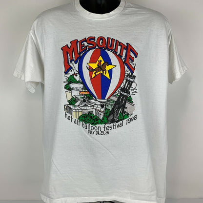 Camiseta vintage de los años 90 del festival de globos aerostáticos de Mesquite, talla extragrande, para hombre, de Texas, color blanco