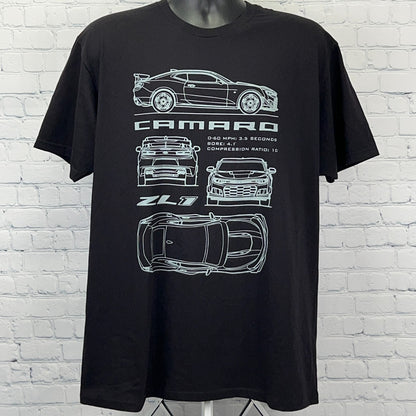 Chevrolet Camaro ZL1 T Shirt XL X-Large Black Short Sleeve Freedom Street Garage