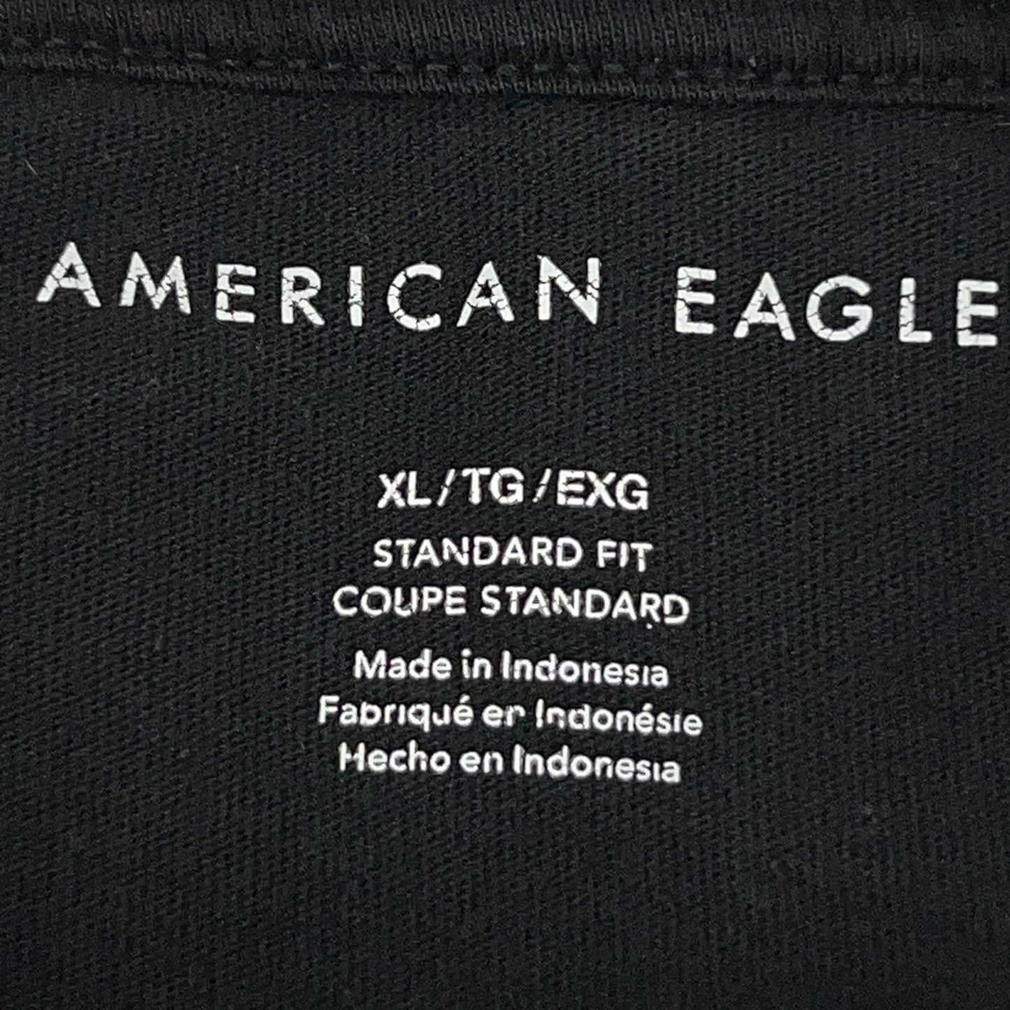 American Eagle T Shirt Hoodie Black AEUSA‑77 Graphic Sleeve Logo XL X‑Large