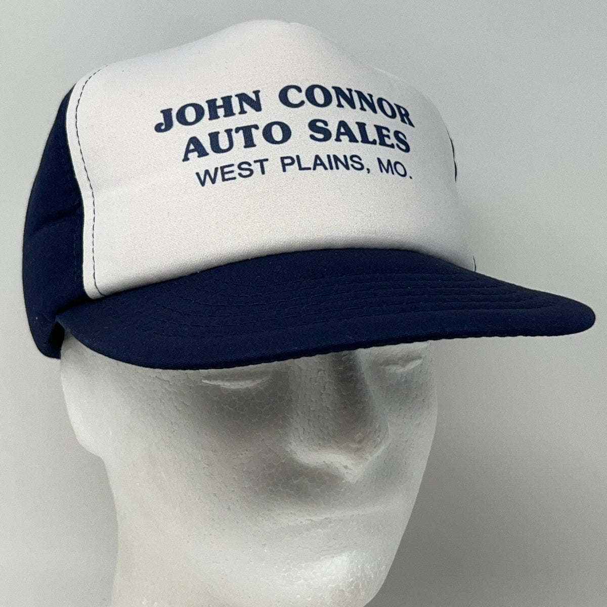หมวกเบสบอลทรงหมวกคนขับรถโฟม วินเทจยุค 80s John Connor Auto Sales West Plains รัฐมิสซูรี