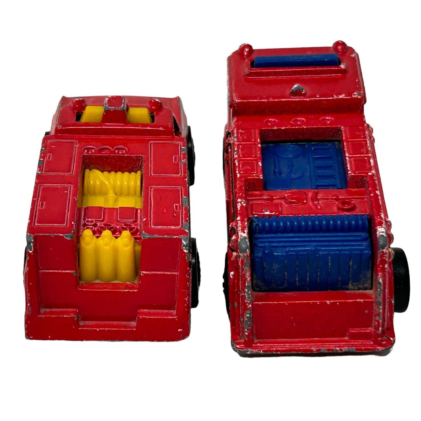 Lot of 2 Emergency Fire Engine Trucks Hot Wheels Diecast Cars Red Vintage 80s