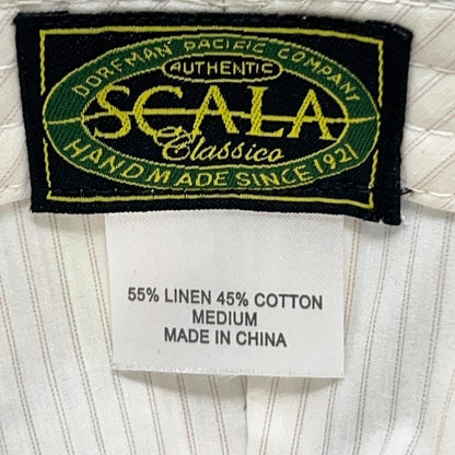 Scala Classico Plaid Flat Cap Hat Ivy Newsboy Cabbie Linen Blend Beige M Medium