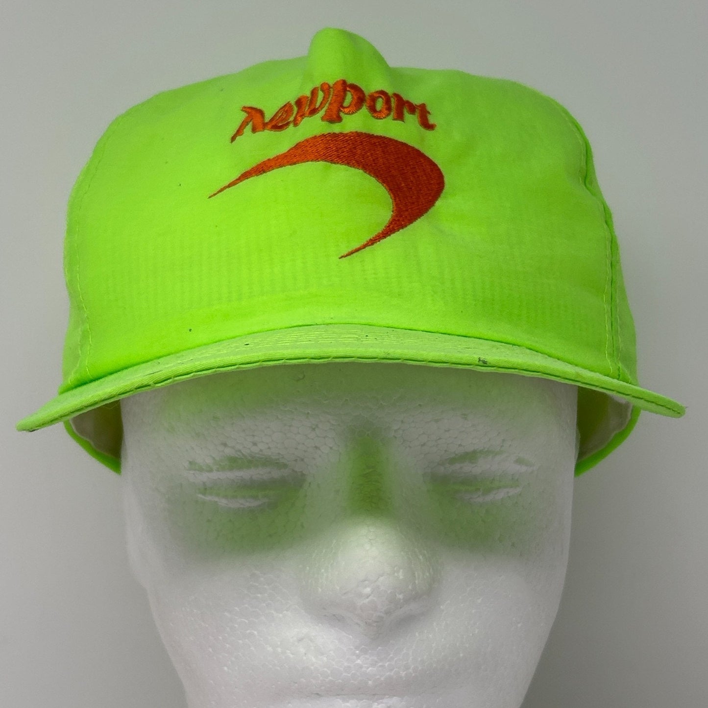 Vintage 90s Newport Cigarettes Hat Baseball Cap Nylon Snapback Neon Green