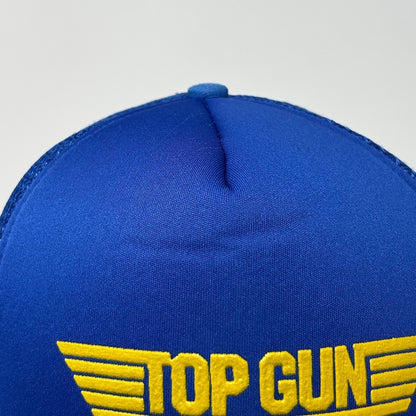 Vintage 80s Top Gun Movie Trucker Hat Baseball Cap Blue USN Film Mesh Snapback