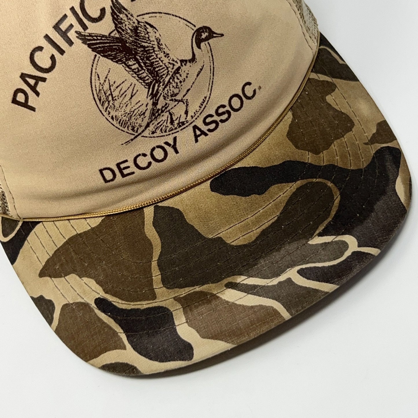 Vintage 80s Pacific Flyway Decoy Trucker Hat Baseball Cap Duck Hunting Beige